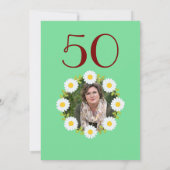 Groene 50ste verjaardag Eenvoudige Rode Zonnebloem Kaart (Achterkant)