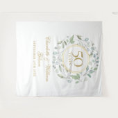 Groene 50ste verjaardag fotocabine achtergrond wandkleed (Voorkant (horizontaal))