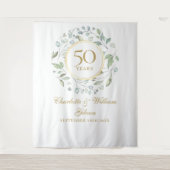 Groene 50ste verjaardag fotocabine achtergrond wandkleed (Voorkant)