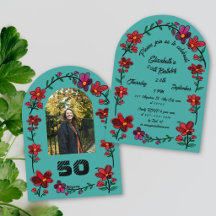 Groene 50ste Verjaardagsfeestje Whimsical Doodle B