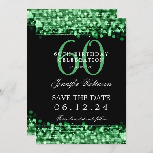 Groene 60ste verjaardag Bewaar de datum Kaart (Voorkant / Achterkant)
