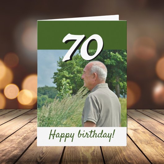 Groene 70ste verjaardag foto  kaart