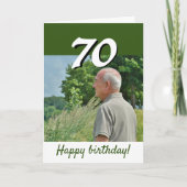 Groene 70ste verjaardag foto  kaart (Voorkant)
