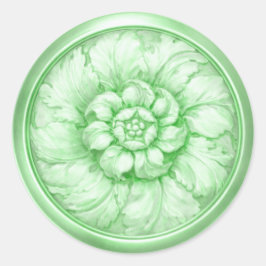 Groene 7 Vintage Barok Reliëf Look Ronde Sticker