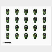 groene 8 bal schedel ronde sticker (Vel)