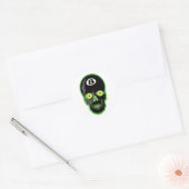 groene 8 bal schedel ronde sticker (Envelop)