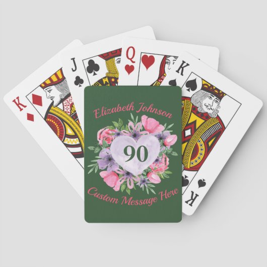 Groene 90e verjaardag Persoonlijke speelkaarten (Achterkant)