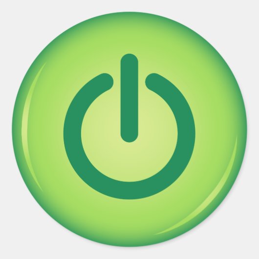 Groene aan-uit-knop nieuwheid stickers (Voorkant)