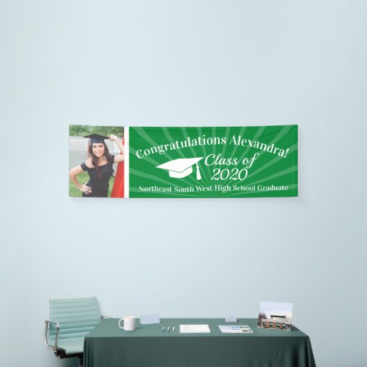 Groene aangepaste foto 8' brede Afstuderen banner (Beurs)
