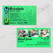 groene aangepaste fotobarber visitekaartje (Voorkant / Achterkant)