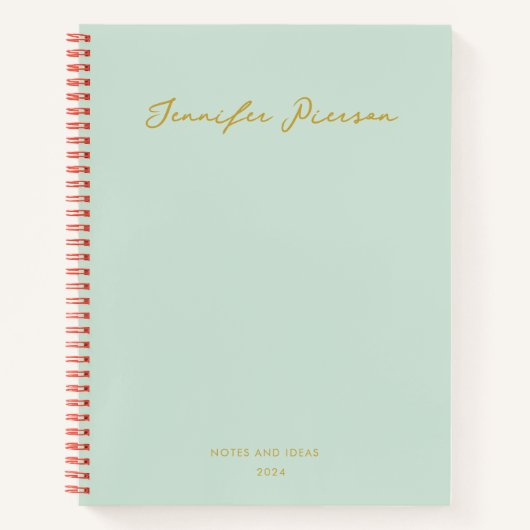 Groene aangepaste gouden handschrift naam notitieboek (Voorkant)