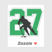 Groene aangepaste Hockey Player Number notebook Sticker (Vel)