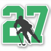 Groene aangepaste Hockey Player Number notebook Sticker (Voorkant)