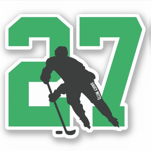 Groene aangepaste Hockey Player Number notebook Sticker (Voorkant)
