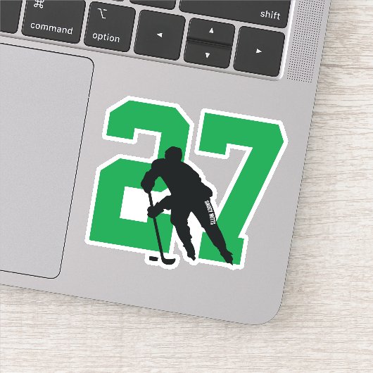 Groene aangepaste Hockey Player Number notebook Sticker (Detail)