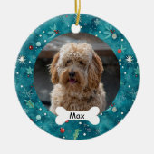 Groene Aangepaste Huisdier Puppy Hond Foto Keramisch Ornament (Voorkant)