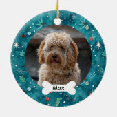 Groene Aangepaste Huisdier Puppy Hond Foto Keramisch Ornament (Achterkant)