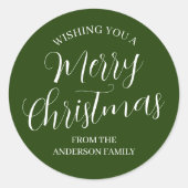 Groene aangepaste kerstStickers Ronde Sticker (Voorkant)