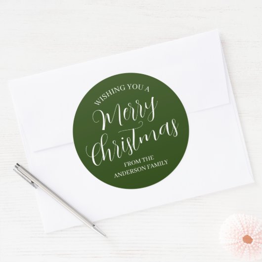 Groene aangepaste kerstStickers Ronde Sticker (Envelop)