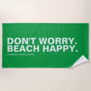 Groene Aangepaste keukenhanddoek voor slogan Strandlaken