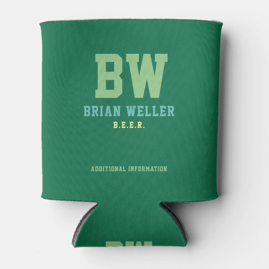 groene aangepaste koelbox voor monogrammen blikjeskoeler (Voorkant)