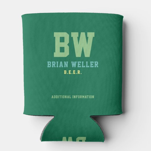 groene aangepaste koelbox voor monogrammen blikjeskoeler (Achterkant)