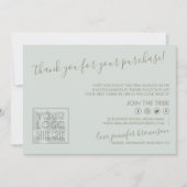 Groene aangepaste logo QR-code Kandle Care Instruc Bedankkaart (Voorkant)