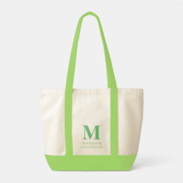 Groene aangepaste monogram naam tote bag