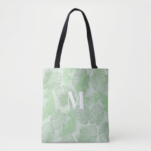 Groene aangepaste monogram palmbladeren tote bag (Voorkant)