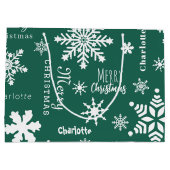 Groene Aangepaste Naam Kerstvakantie Sneeuw Groot Cadeauzakje (Achterkant)
