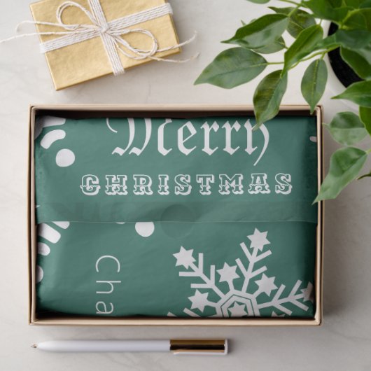 Groene Aangepaste Naam Kerstvakantie Sneeuw Tissuepapier (Geschenk)