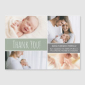 Groene aangepaste pasgeboren meervoudige foto's ge magnetische uitnodiging (Voorkant)