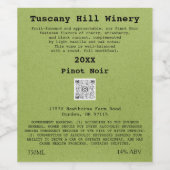 Groene Aangepaste QRCode LOGO Beschrijving Wijn Etiket (Enkel label)