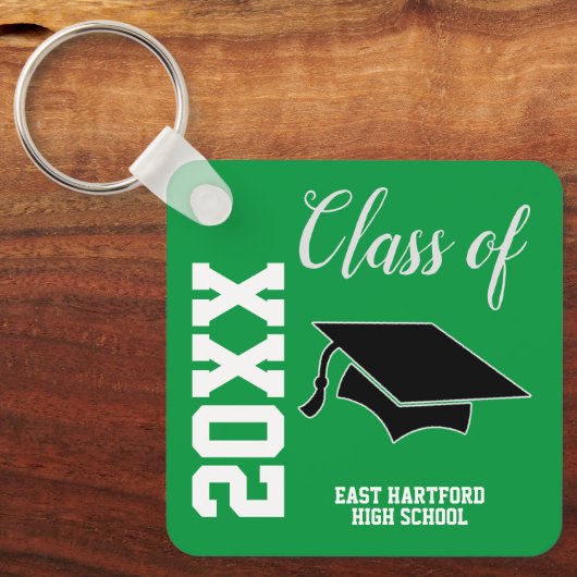 Groene Aangepaste Senior Class 2023 Favor Sleutelh Sleutelhanger (Voorkant)
