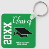Groene Aangepaste Senior Class 2023 Favor Sleutelh Sleutelhanger (Achterkant)