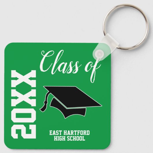 Groene Aangepaste Senior Class 2023 Favor Sleutelh Sleutelhanger (Achterkant)
