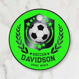Groene aangepaste voetbal Gepersonaliseerde teks Bedankjes Labels