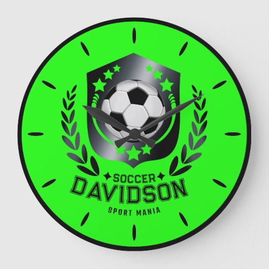 Groene aangepaste voetbal | Gepersonaliseerde teks Grote Klok (Voorkant)