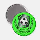 Groene aangepaste voetbal | Gepersonaliseerde teks Magneet (Voorkant / Achterkant)