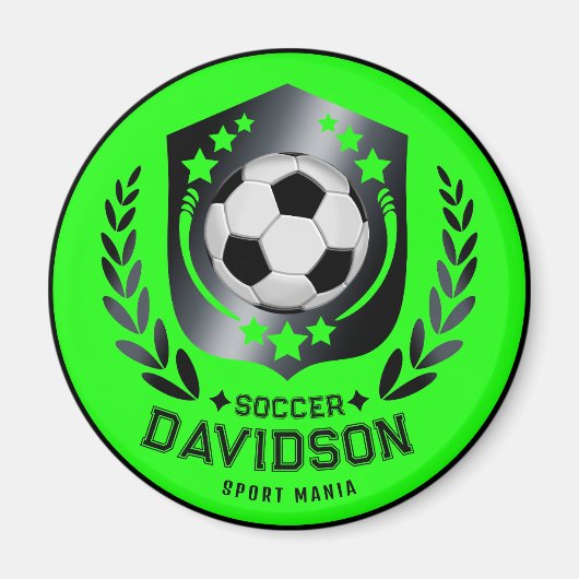 Groene aangepaste voetbal | Gepersonaliseerde teks Magneet (Voorkant)