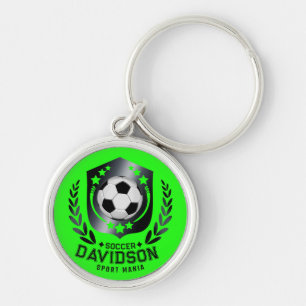 Groene aangepaste voetbal Gepersonaliseerde teks Sleutelhanger