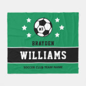 Groene aangepaste voetbalnaam en -nummer fleece deken (Voorkant (Horizontaal))
