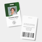 Groene aangepaste werknemersbadge - foto, logo, ba badge (Voor- en achterkant)