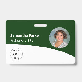 Groene aangepaste werknemersfoto, logo, barcode-ba badge