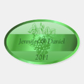 Groene aangepaste wijnlabels ovale sticker (Voorkant)