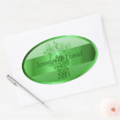 Groene aangepaste wijnlabels ovale sticker (Envelop)