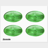 Groene aangepaste wijnlabels ovale sticker (Vel)
