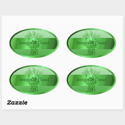 Groene aangepaste wijnlabels ovale sticker (Vel)