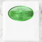 Groene aangepaste wijnlabels ovale sticker (Tas)