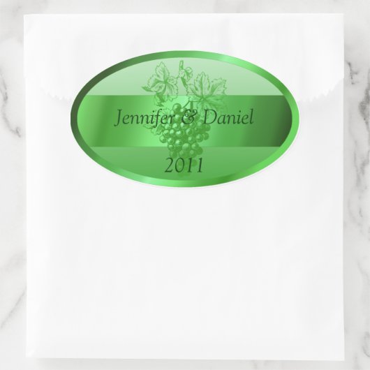 Groene aangepaste wijnlabels ovale sticker (Tas)